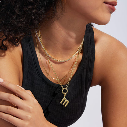 Gold Plated Initial Necklace with Removable Balloon Letter Pendant