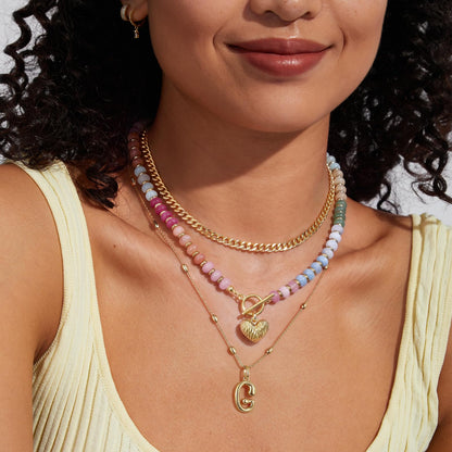 Layered Beaded Necklaces with Heart Pendant