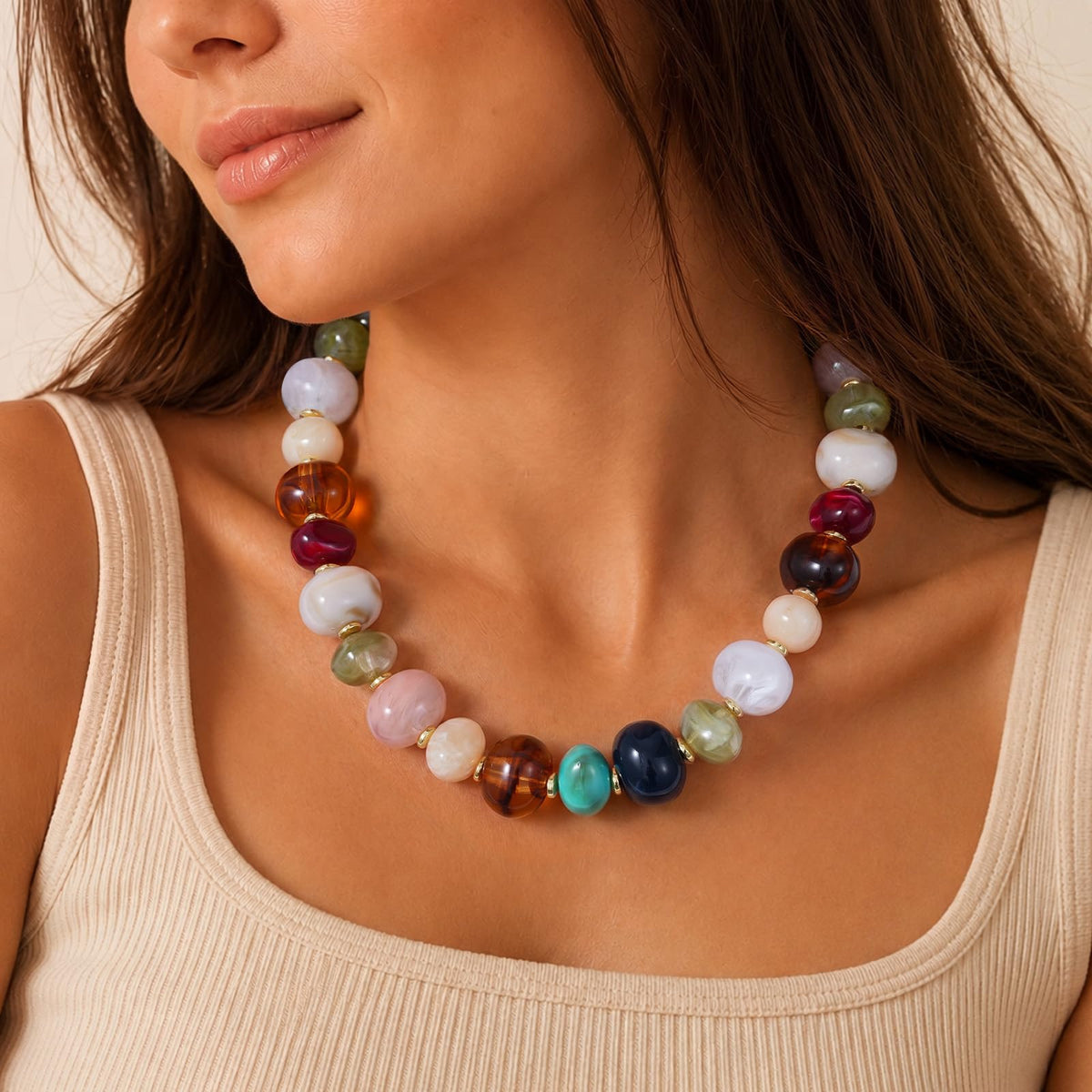 Chunky Translucent Resin Beaded Necklaces