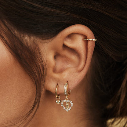 14K Gold Huggies Hoop Dangle Drop Earrings