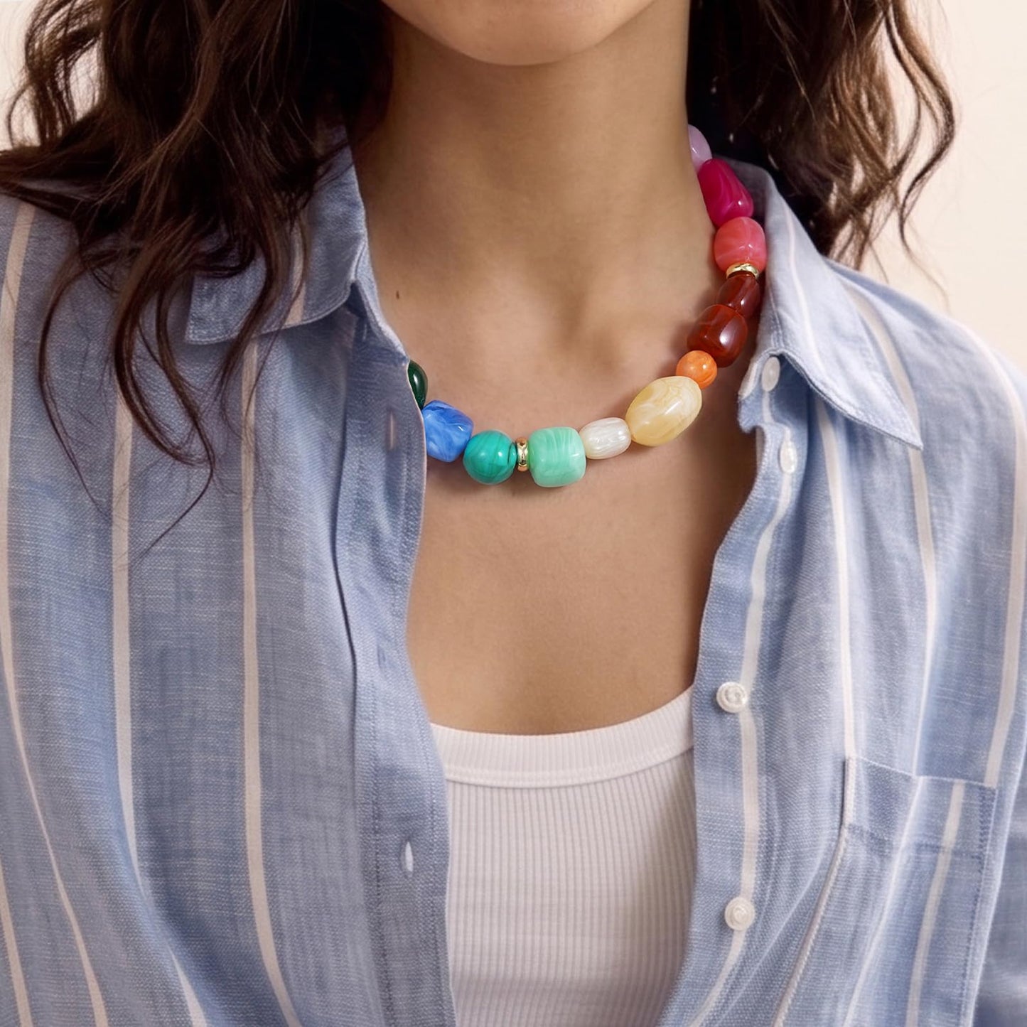 Chunky Resin Irregular Beaded Necklaces