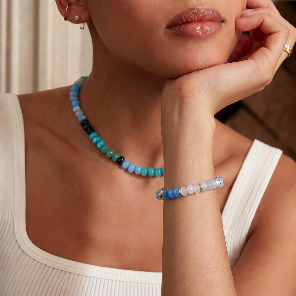 Beaded Necklace and Bracelet Set