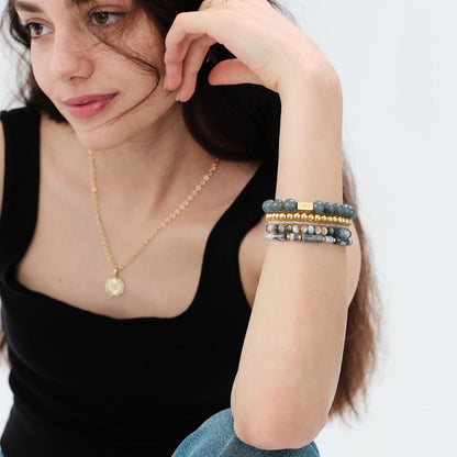 Natural Stone Stackable Beaded Bracelet