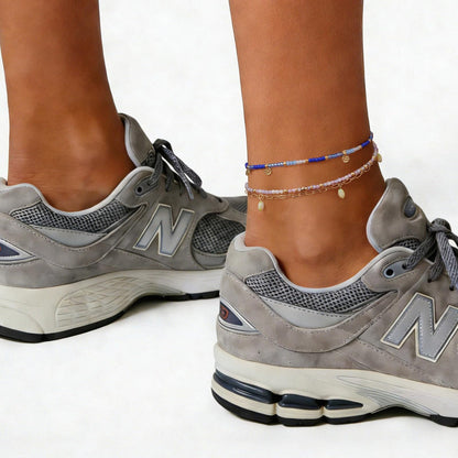Layered Beaded Ankle Bracelets