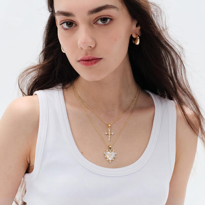 Layered Heart Pendant Initial Necklace