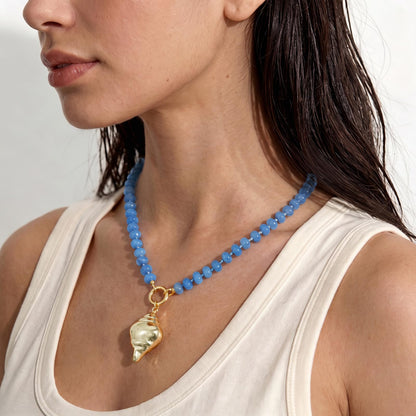 Beaded Conch Charm Necklace