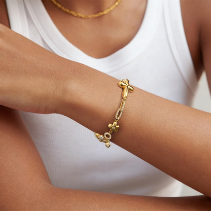 Gold Cross Flower Charm Bracelets