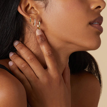Gold Plated Huggie Earrings Set