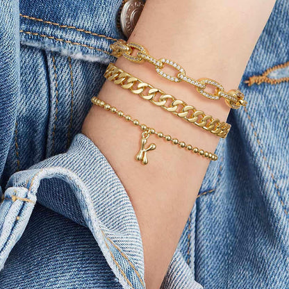 Gold Plated Beaded Initial Bracelets