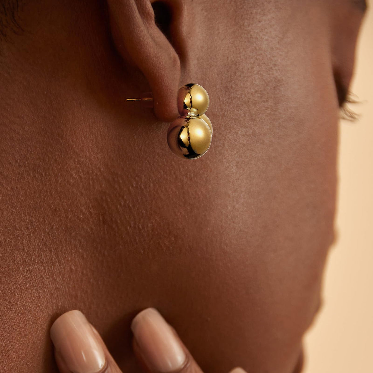 Gold Beaded Hoop Earrings
