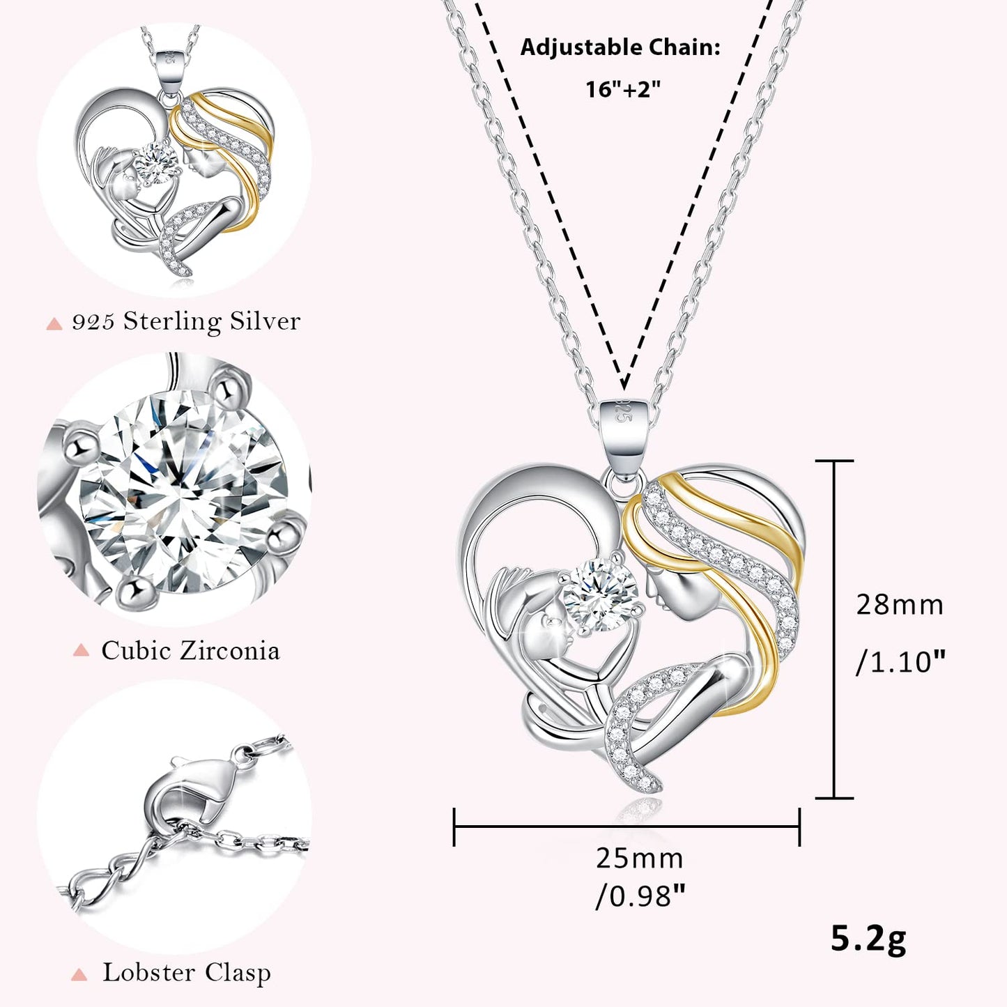 Sterling Silver Mom Necklace
