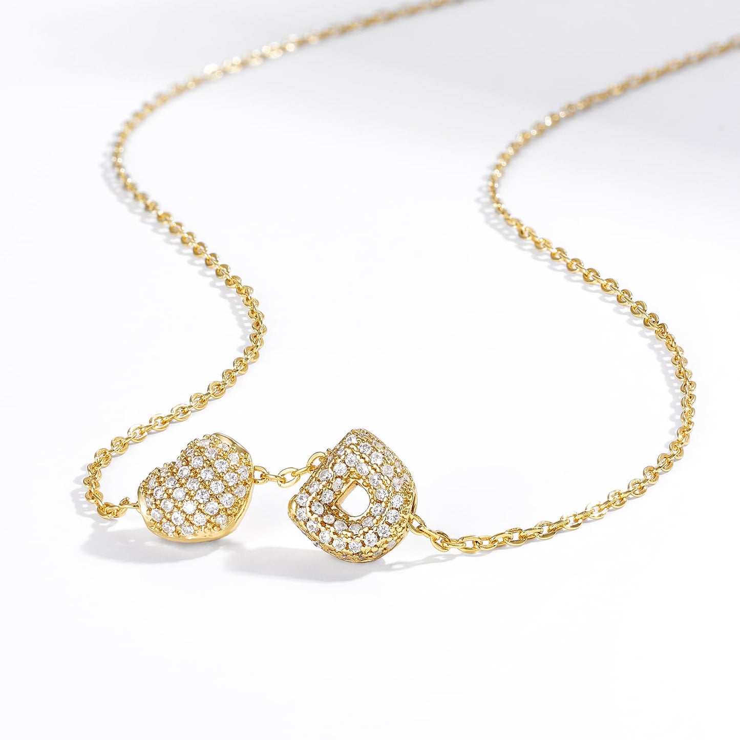 Bubble Heart Initial Necklaces