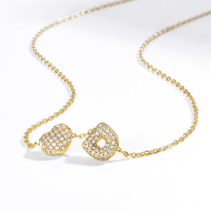 Bubble Heart Initial Necklaces