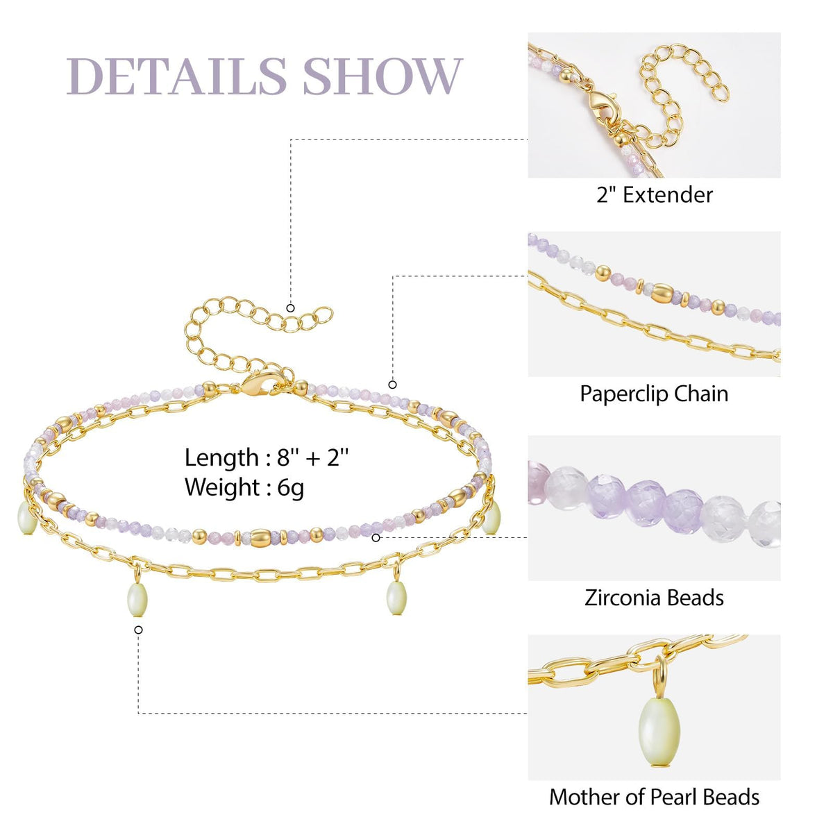 Layered Beaded Ankle Bracelets