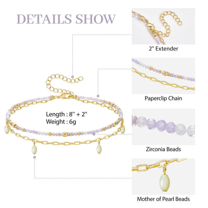 Layered Beaded Ankle Bracelets
