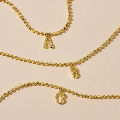 Gold Plated Beaded Initial Bracelets