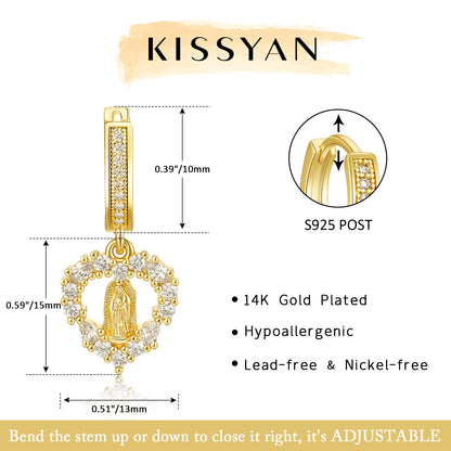 14K Gold Huggies Hoop Dangle Drop Earrings