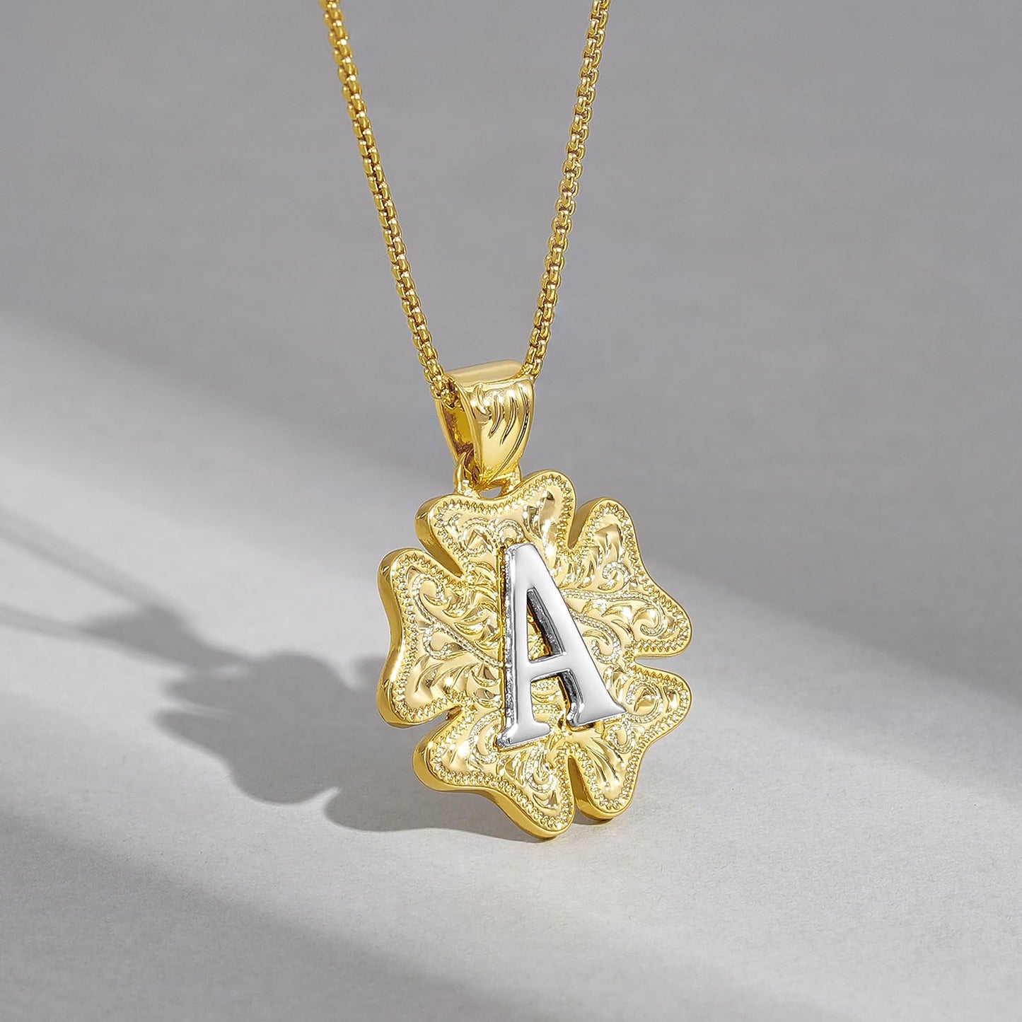 Flower Pendant Initial Necklace