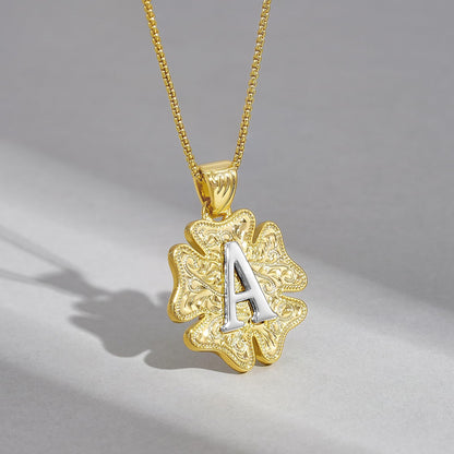 Flower Pendant Initial Necklace