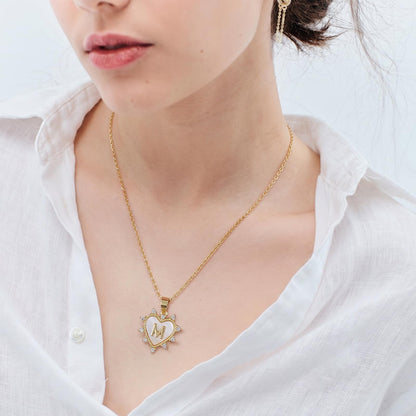 Layered Heart Pendant Initial Necklace