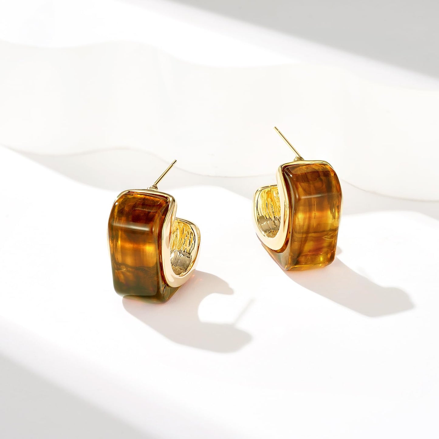 Acrylic Drop Earrings for Women, Chunky Resin Hoop