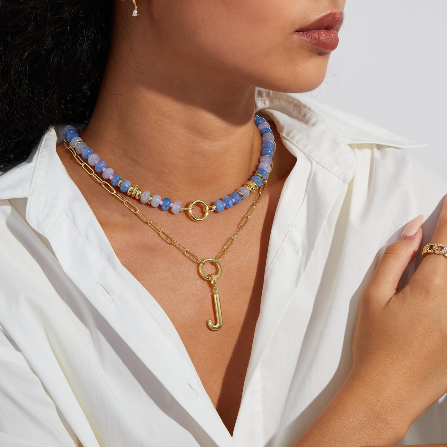 Gold Plated Initial Necklace with Removable Balloon Letter Pendant