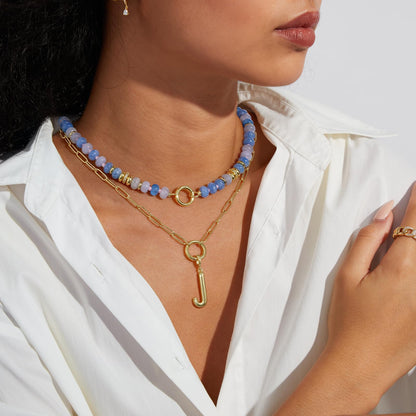 Gold Plated Initial Necklace with Removable Balloon Letter Pendant