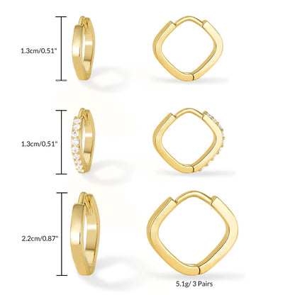 Gold Plated Huggie Earrings Set
