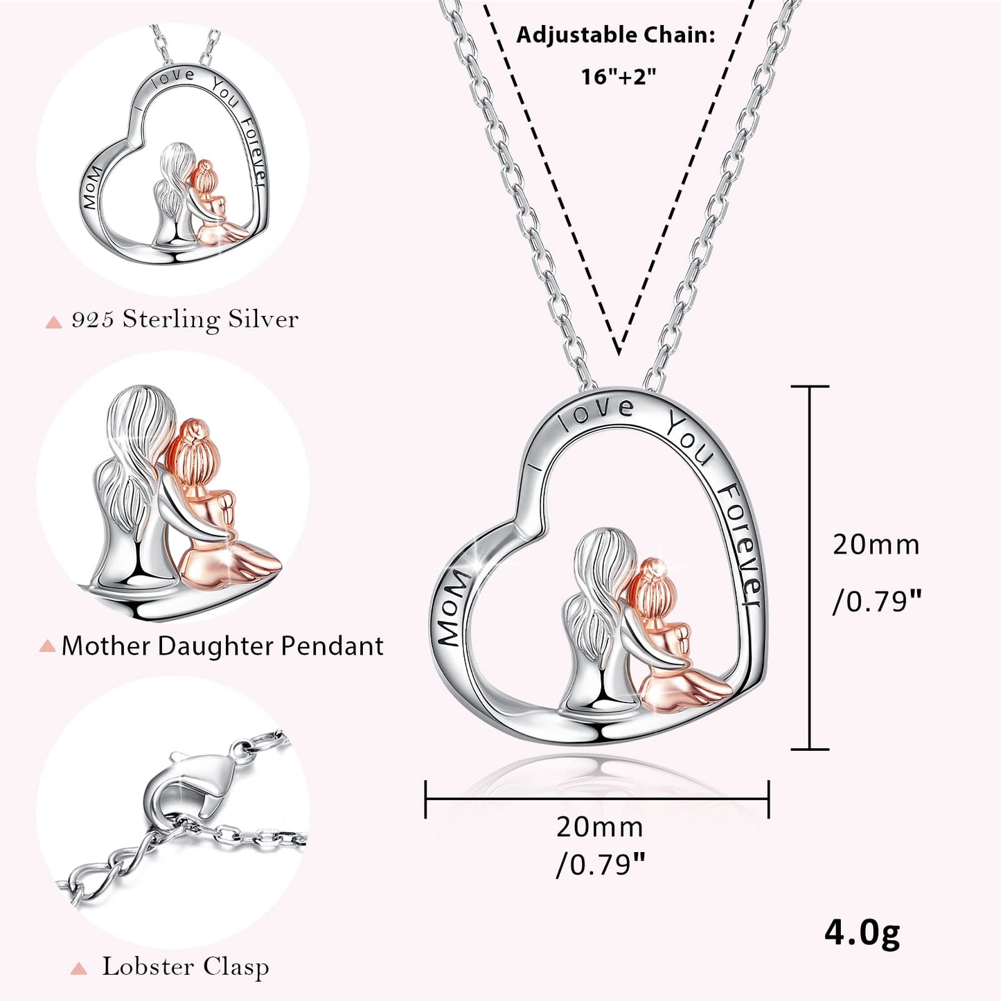 Sterling Silver Mom Necklace