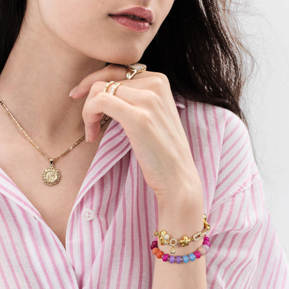 Gold Cross Flower Charm Bracelets