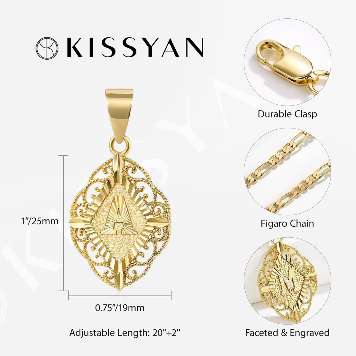 Diamond-Shaped Letter Initial Necklaces