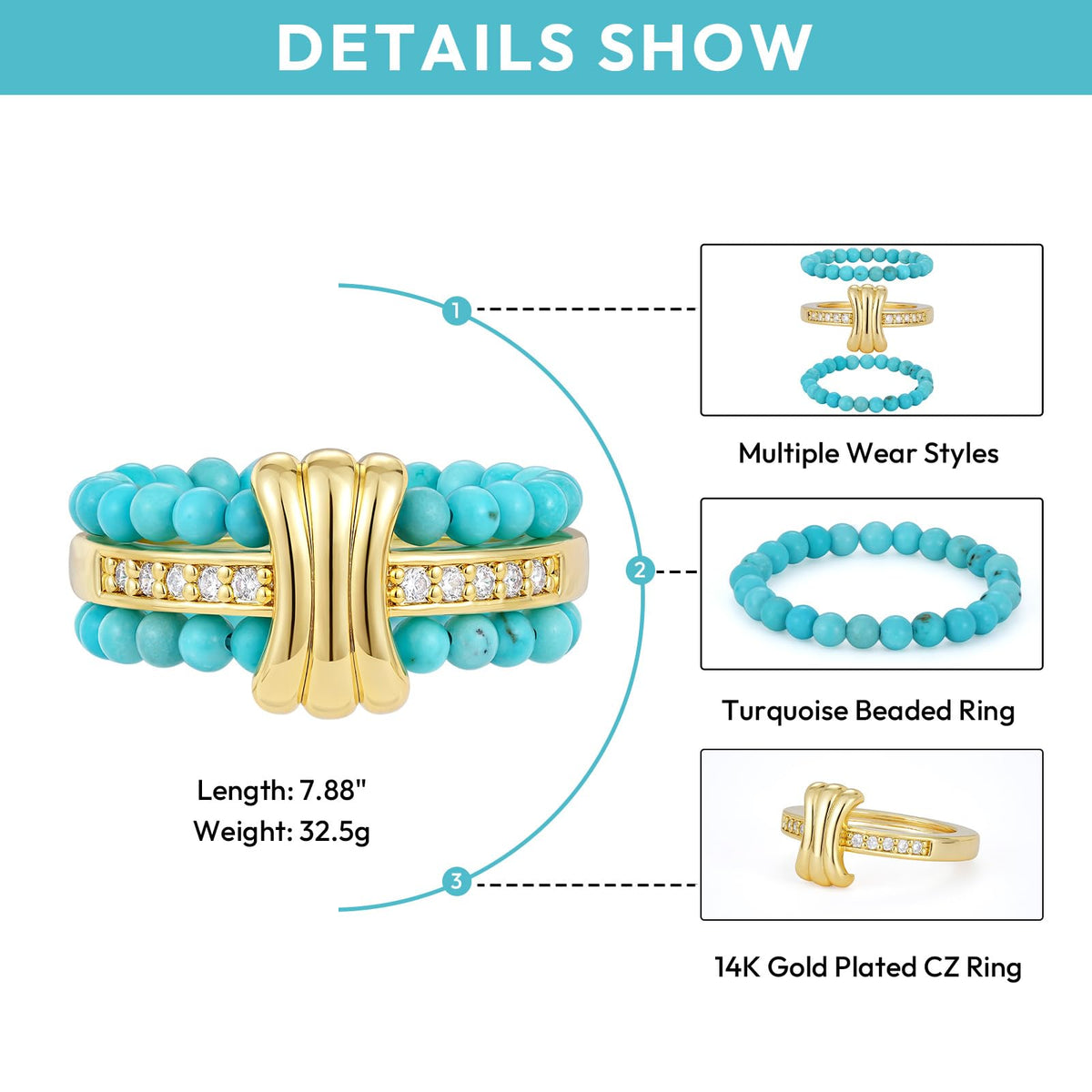 Stackable Beaded Band Rings