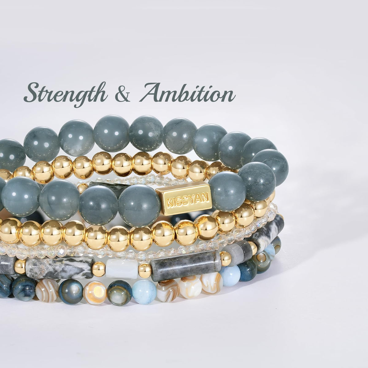 Natural Stone Stackable Beaded Bracelet