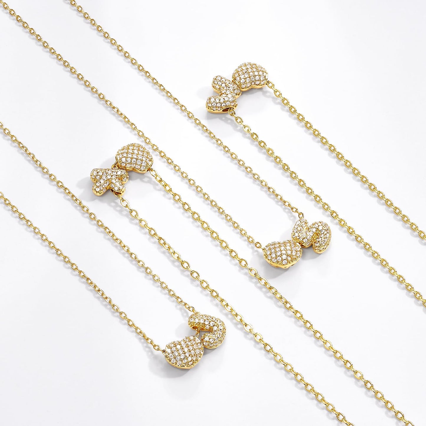 Bubble Heart Initial Necklaces