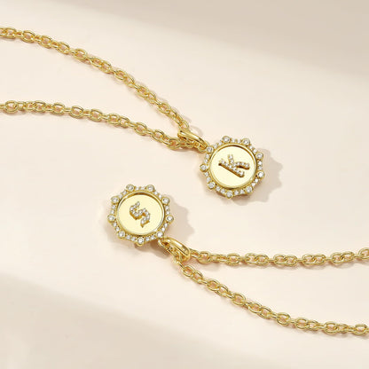 Round Initial Necklace with CZ Pendant
