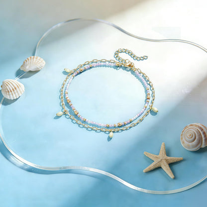 Layered Beaded Ankle Bracelets