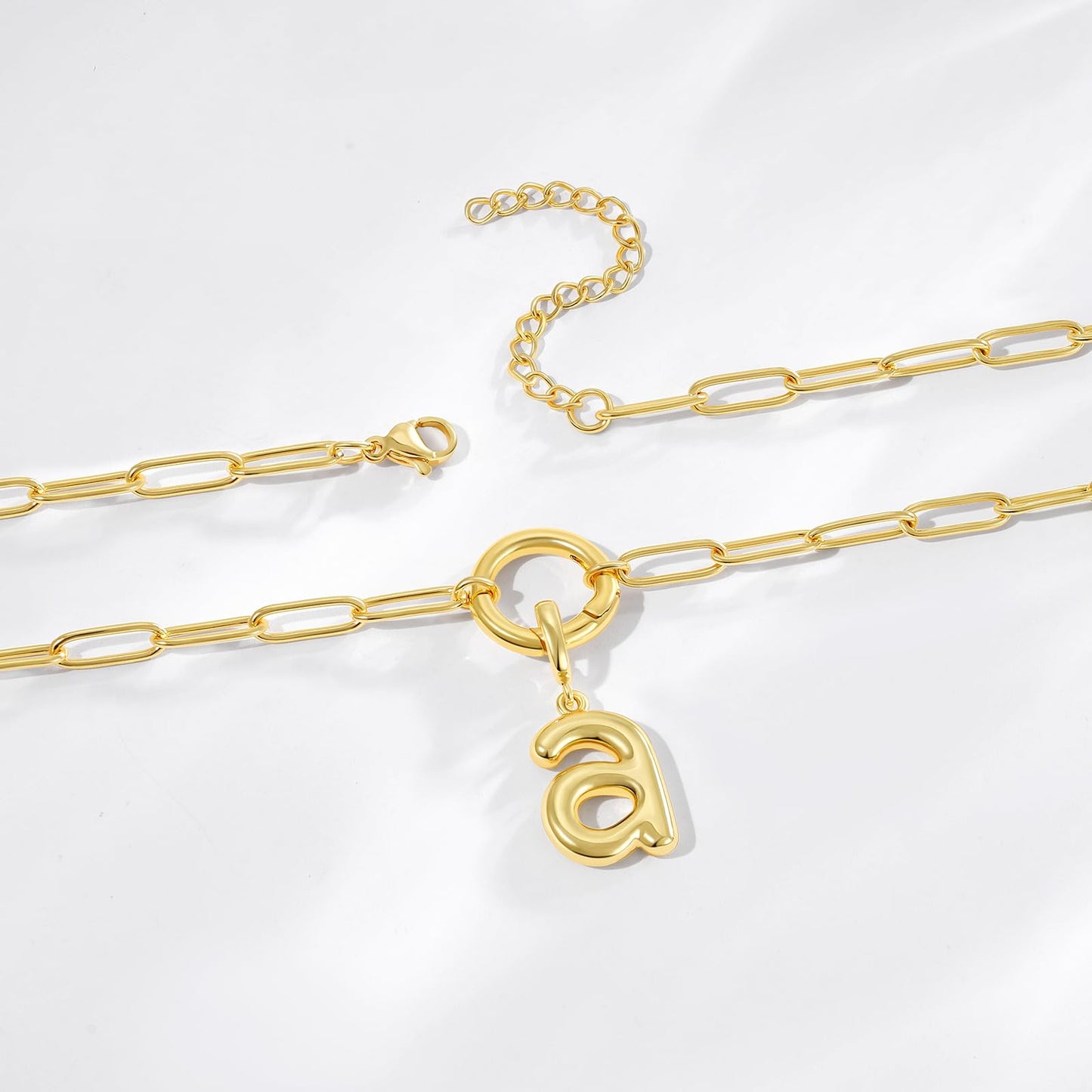Gold Plated Initial Necklace with Removable Balloon Letter Pendant