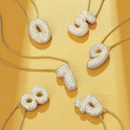 Bubble Number Pendant Necklaces