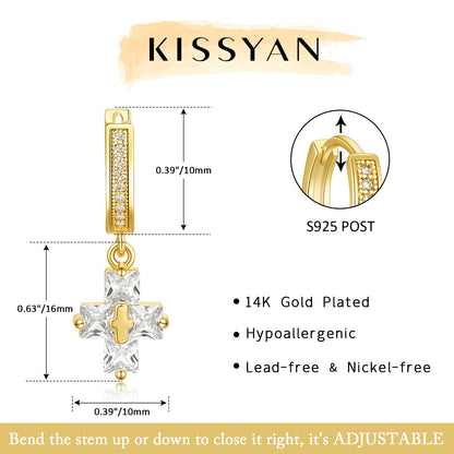 14K Gold Huggies Hoop Dangle Drop Earrings