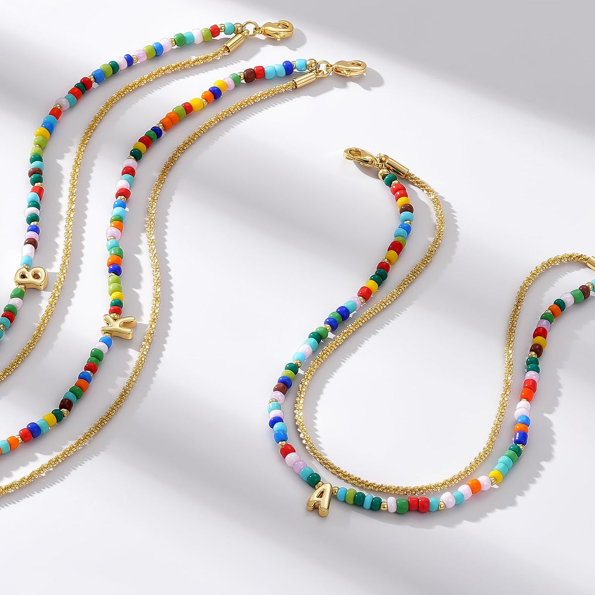 Beaded Initial Anklet Bracelets