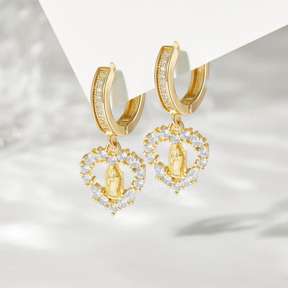 14K Gold Huggies Hoop Dangle Drop Earrings