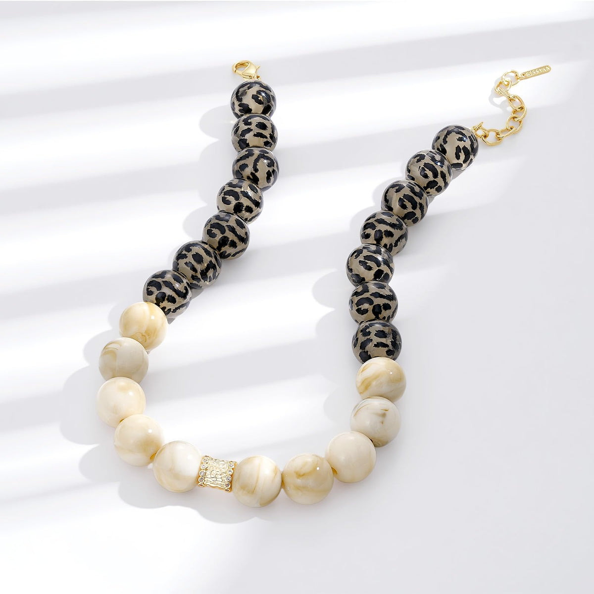 Leopard Print Resin Beaded Necklace