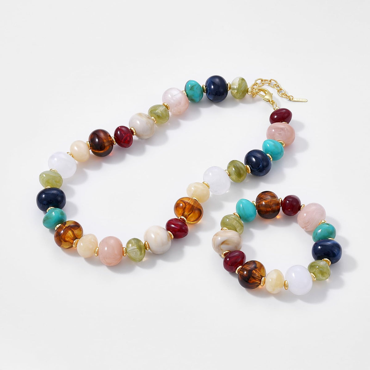 Chunky Translucent Resin Beaded Necklaces and Bracelet Set