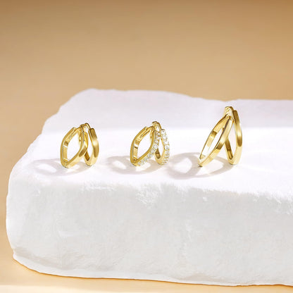 Gold Plated Huggie Earrings Set