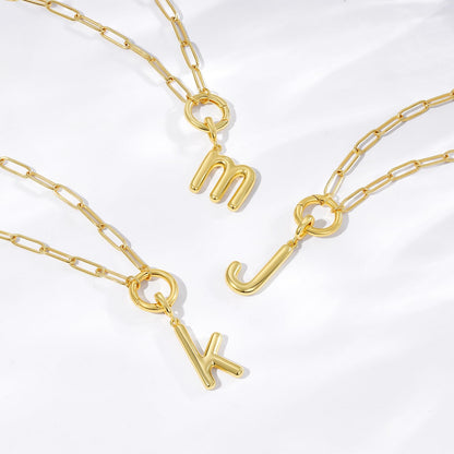 Gold Plated Initial Necklace with Removable Balloon Letter Pendant