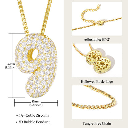 Bubble Number Pendant Necklaces