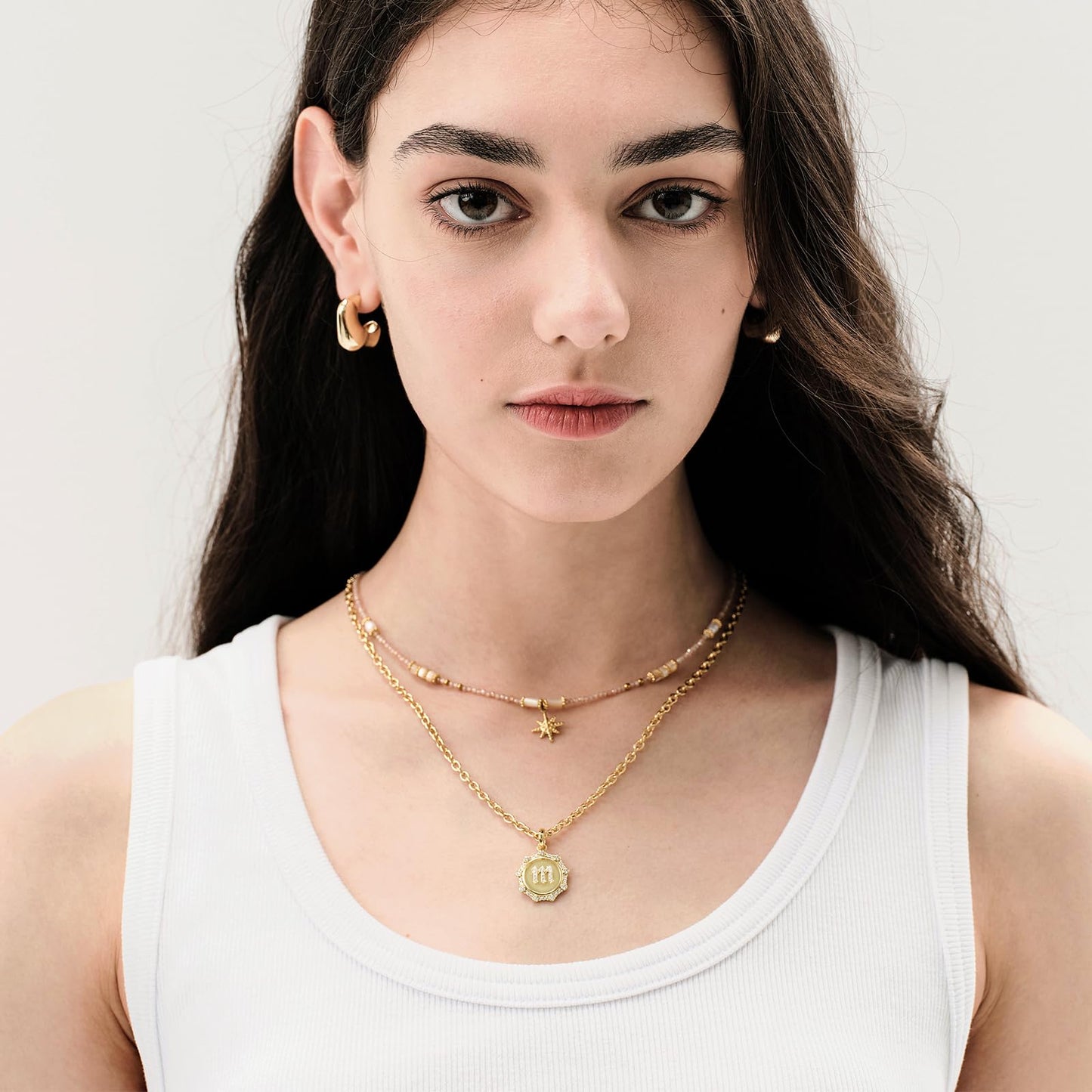 Round Initial Necklace with CZ Pendant