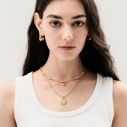 Round Initial Necklace with CZ Pendant
