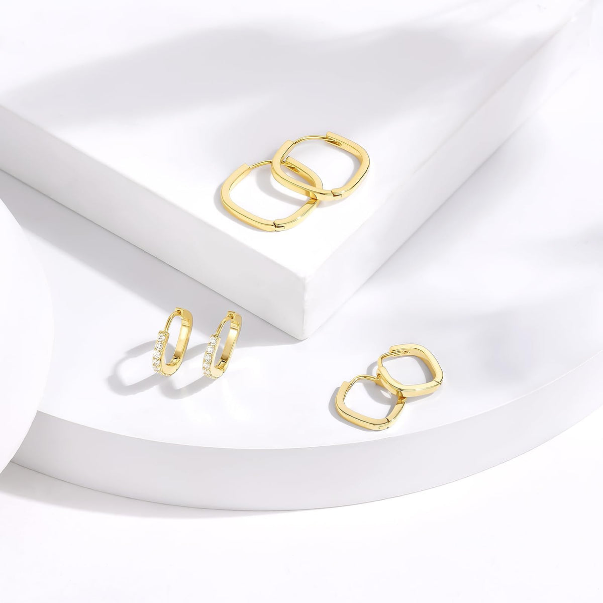 Gold Plated Huggie Earrings Set