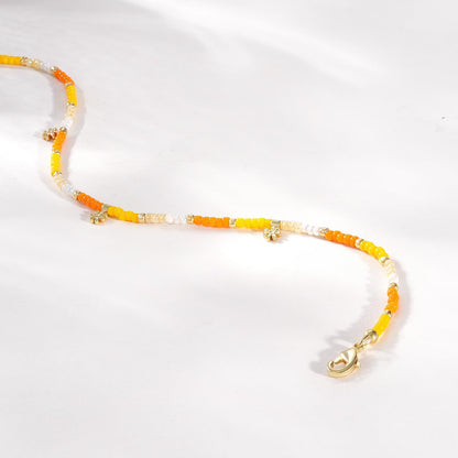 Beaded Ankle Bracelet with Dangling Charm